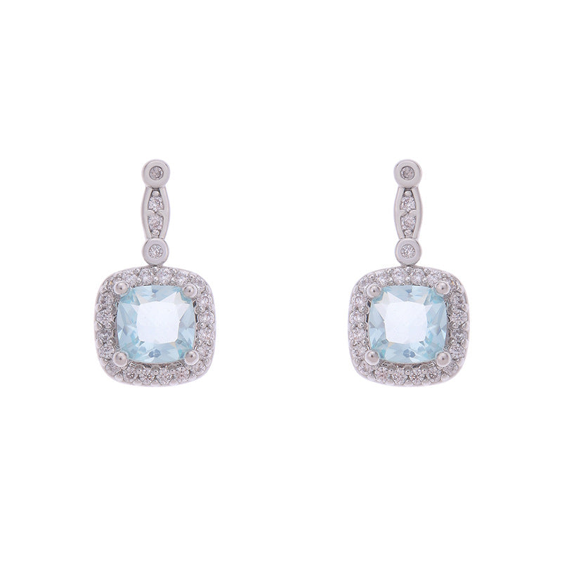 Luxury French Ear Simple Lake Water Blue Delicate Open-end Earrings