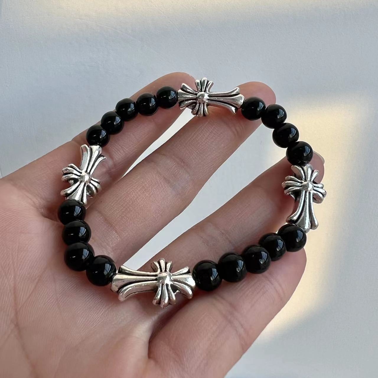 Simple Personality Cross Sweet Cool Temperament Cold Neutral Couple Black Bracelet
