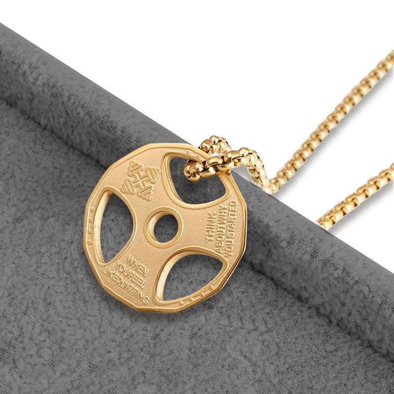 Men's Dumbbell Piece Sports Barbell Trendy Titanium Necklaces