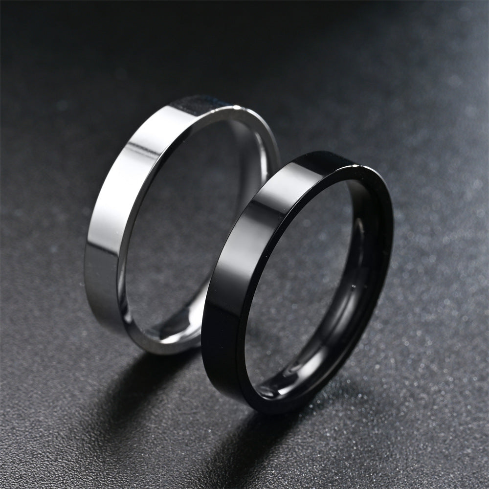 Ornament Simple Flat Stainless Steel Mirror Rings