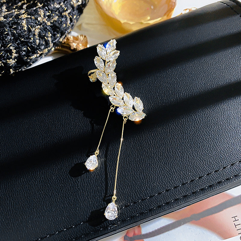 Sier Needle Flower Curved Irregular Pearl Baroque Vintage Earrings