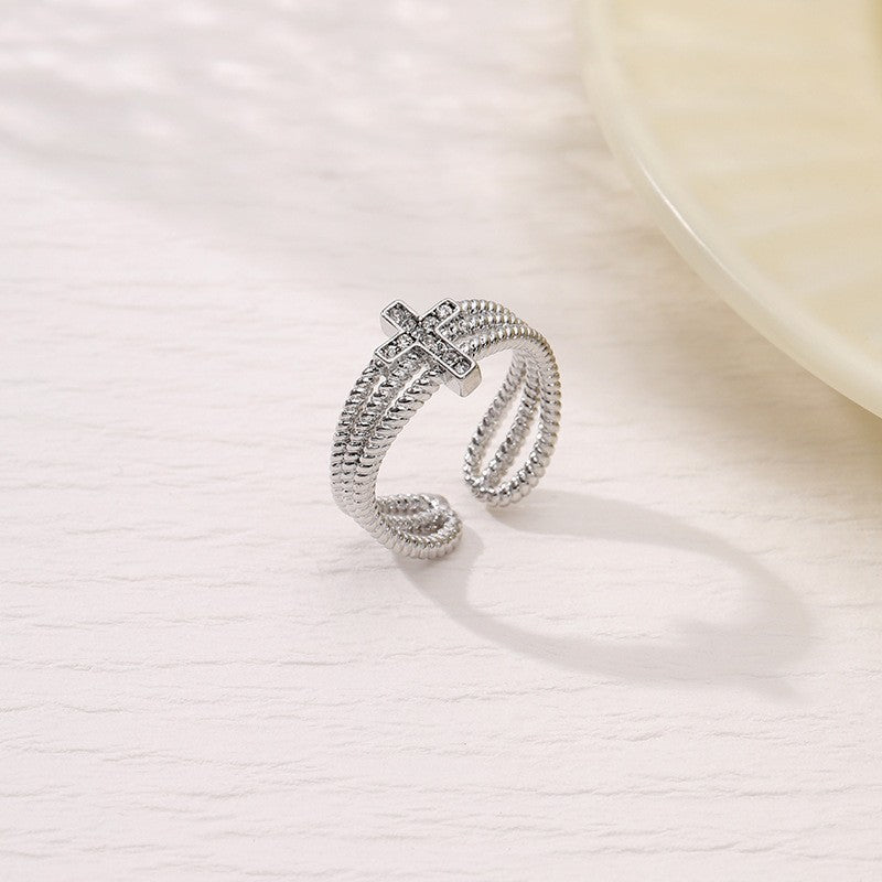 Stacked Female Personality Minimalist Design Diamond Rings
