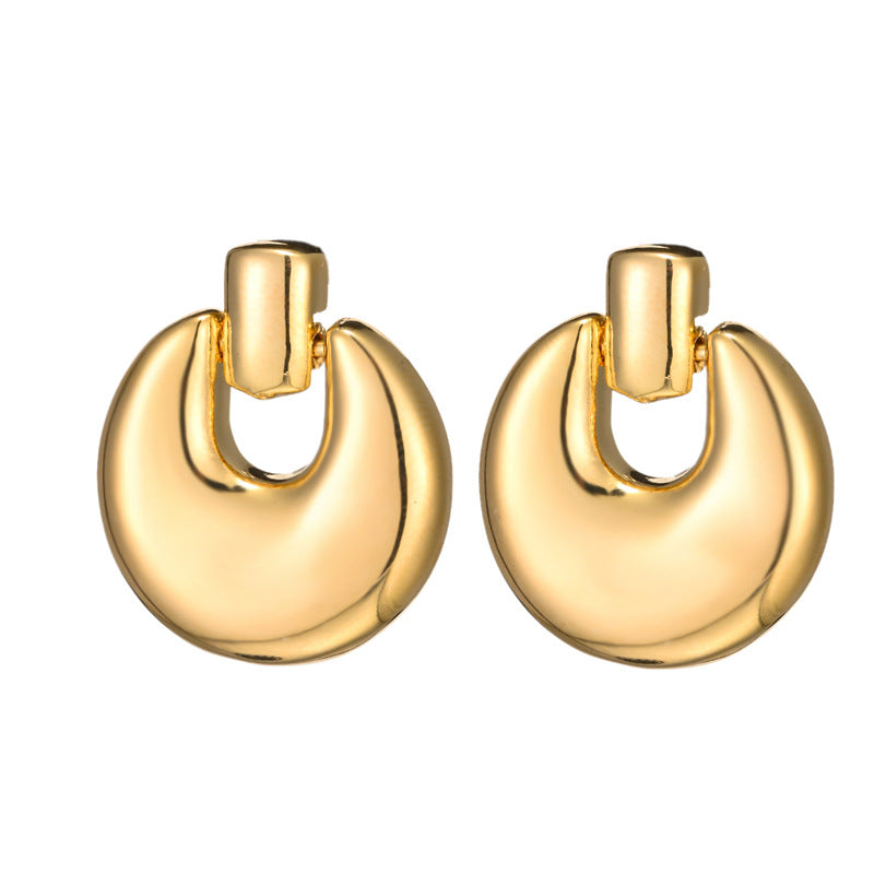 Women's Needle Round Irregular Vintage Metal High Earrings