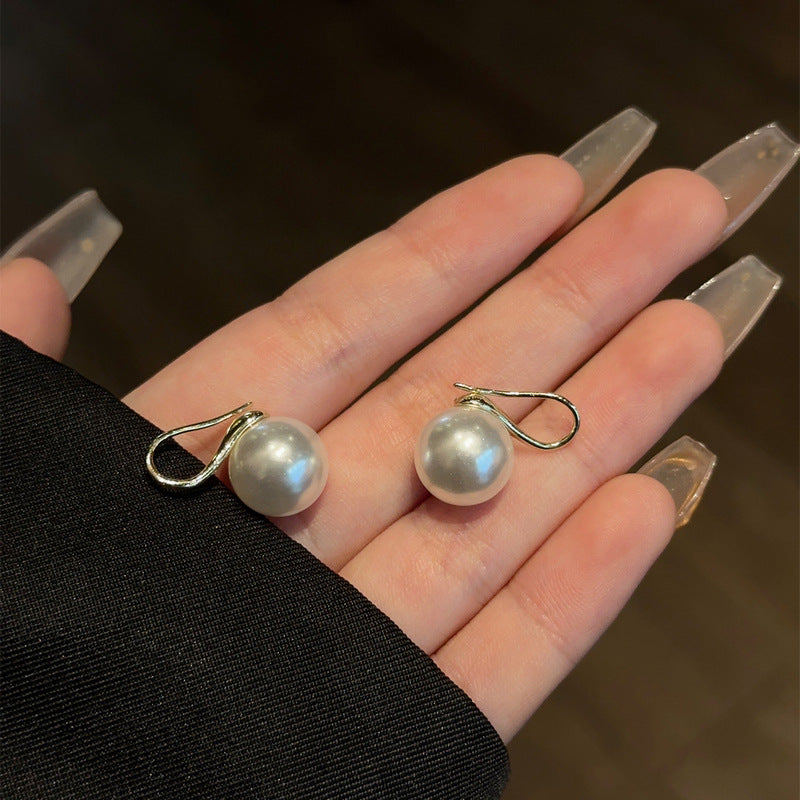 Simple French Retro Transparent Pink Pearl Light Luxury Earrings