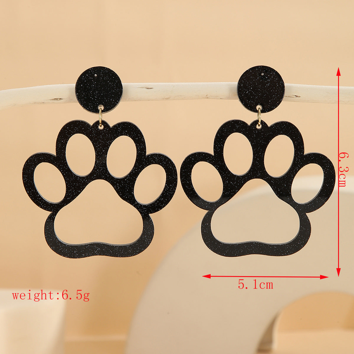 Paw Glitter Acrylic Female Personality Creative Rings
