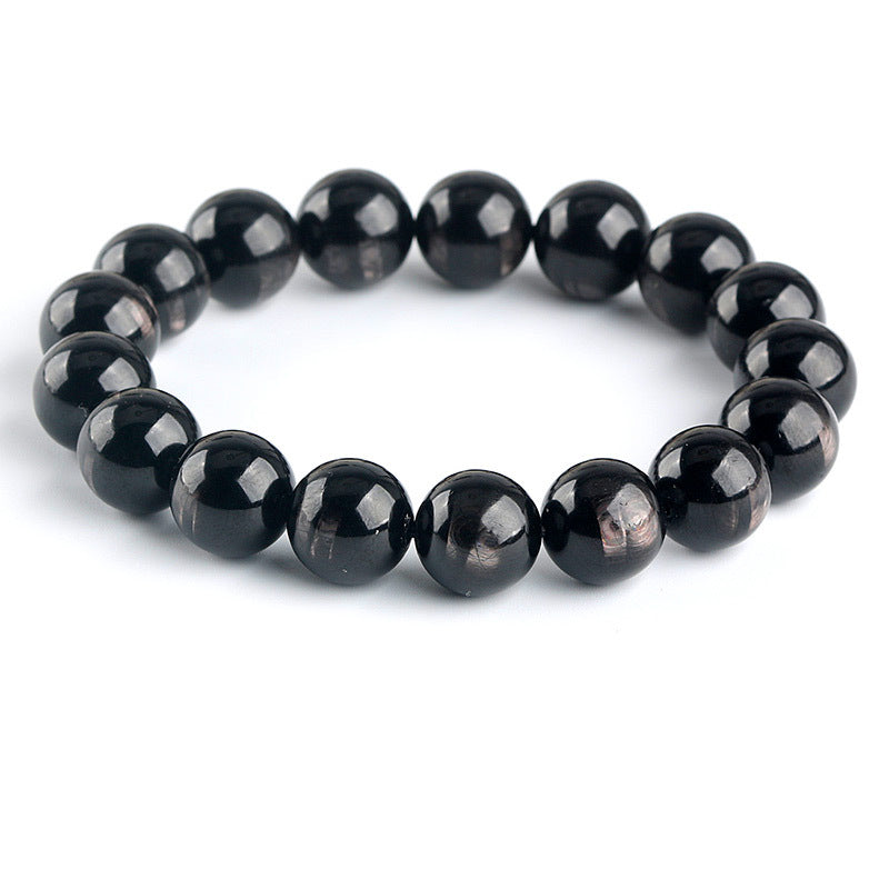 Women's & Men's Natural Gold Lucky Stone Cat's Eye Sier String Round Bracelets