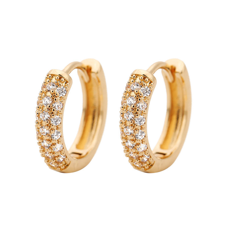 Micro Inlaid Zircon Geometric Fashion Ear Clips Round Earrings