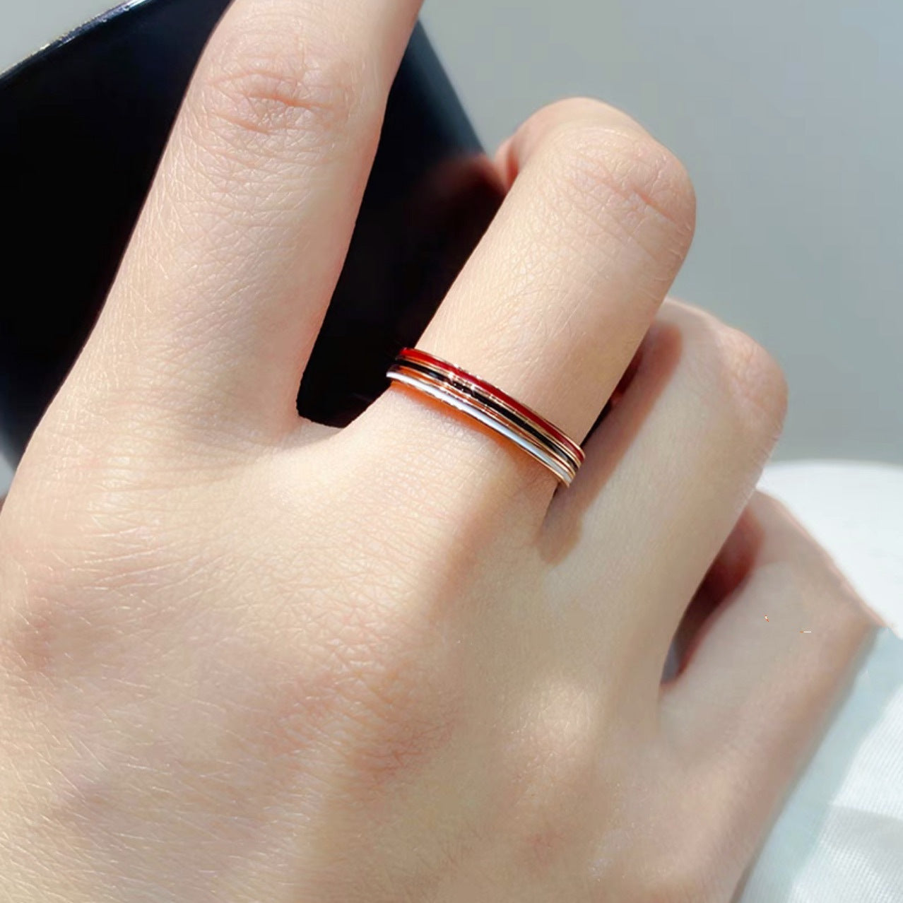 Titanium Steel Color Retaining Extremely Fine Index Finger Female Rings