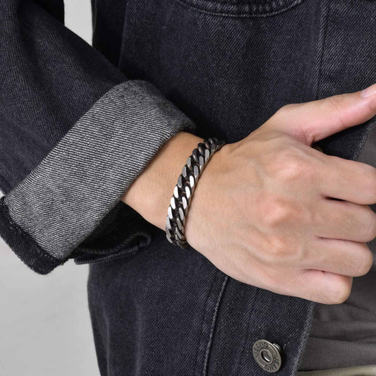 Men's Steel Thick Ornament Retro Cuban Link Chain Trendy Bracelets
