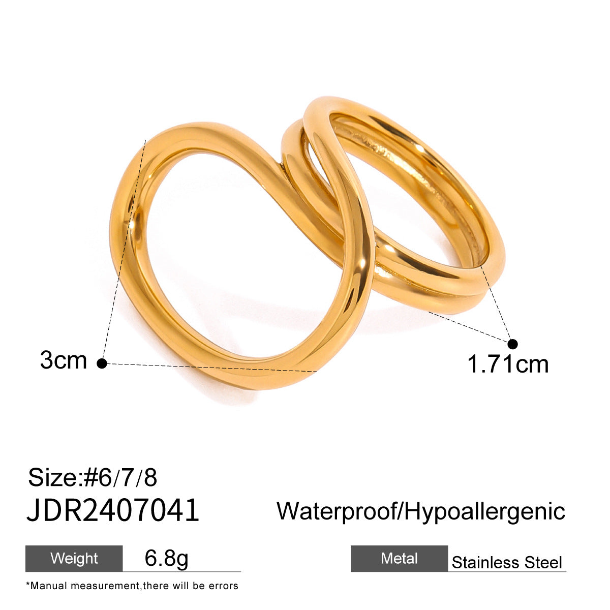 Luxury Elegant Gold Stainless Steel Rotating Rings
