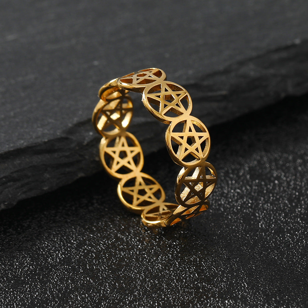 Titanium Steel Simple Personality Cut Hollow Rings