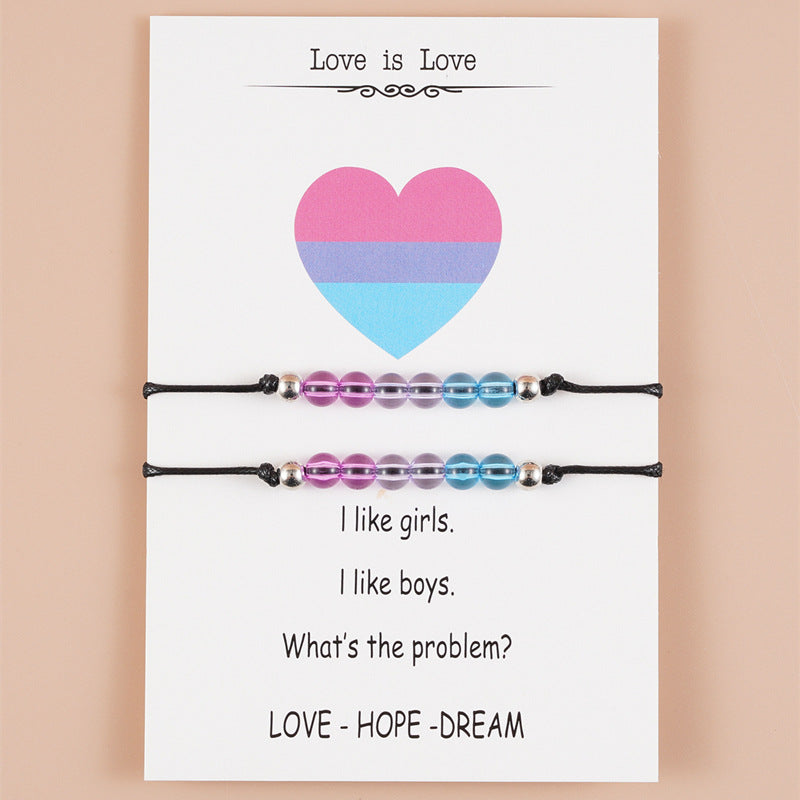Beaded Double Sex Couple Card Acrylic Bracelets