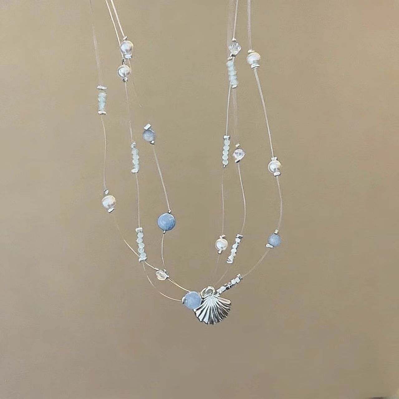 Women's Fish Line Starfish Shell Pearl Seaside Vacation Versatile Necklace