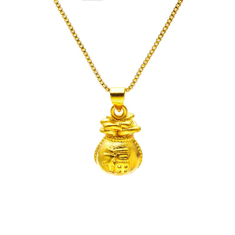 Women's Vietnam Placer Gold Lucky Bag Coin Necklace