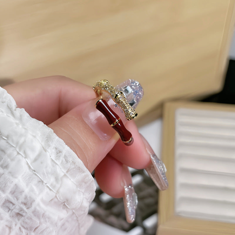 Angora Red Drip Glazed Geometric Fashionable Rings