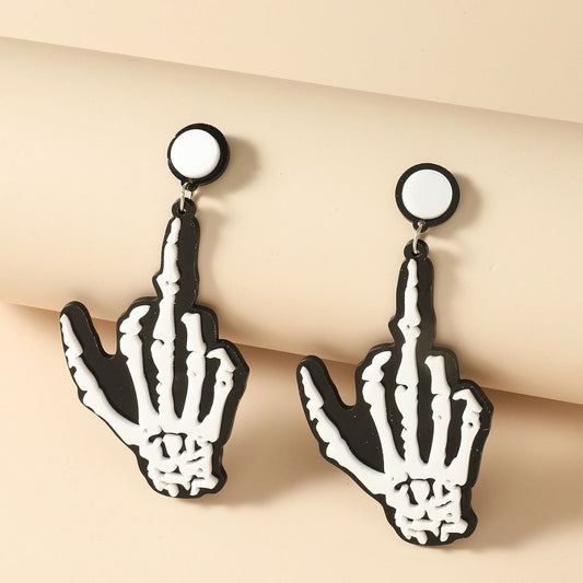 Punk Exaggerated Spider Ghost Skull Hand Acrylic Earrings