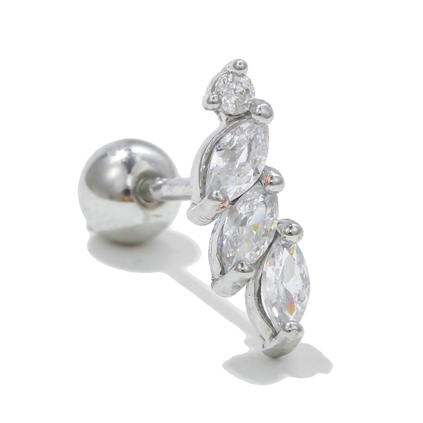 Color Zircon Ear Bone Stainless Steel Earrings