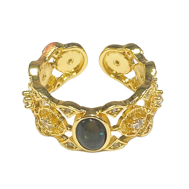 Style Light Luxury Hollow Pleated Stylish Opening Female Niche Rings