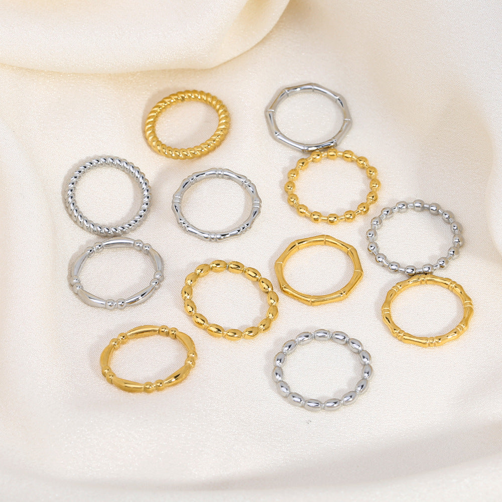 Simple Style Stainless Steel Gold-plated Bamboo Rings