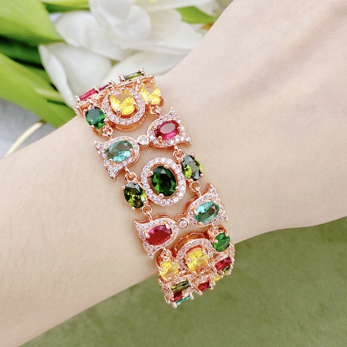 Imitation Natural Tourmaline Diamond Candy Color Jewelry Set