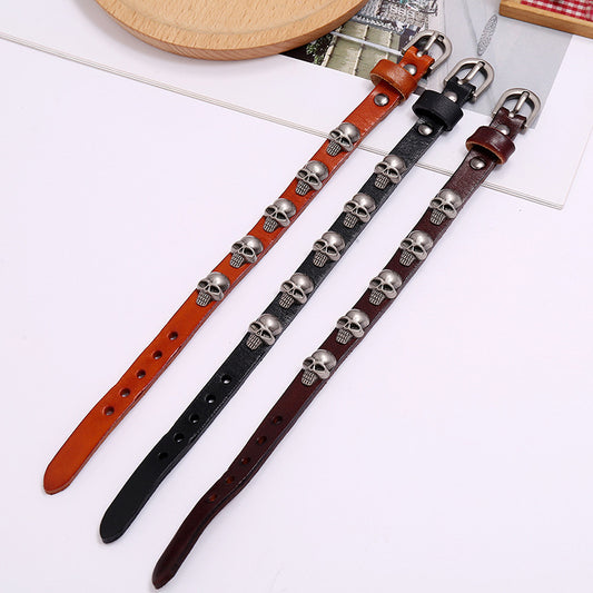 Women's & Men's Genuine Leather Skull Punk Rock Retro Bracelets