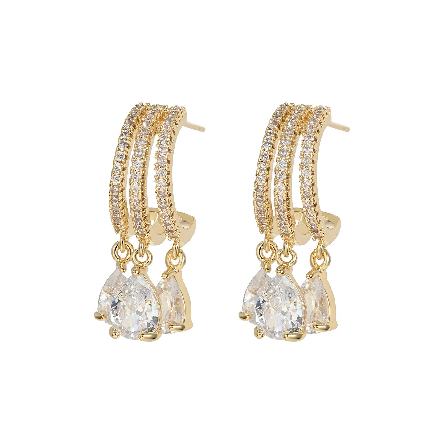 Women's Micro Inlaid Zircon Personalized High-grade Drop Ear Exquisite Light Stud Earrings