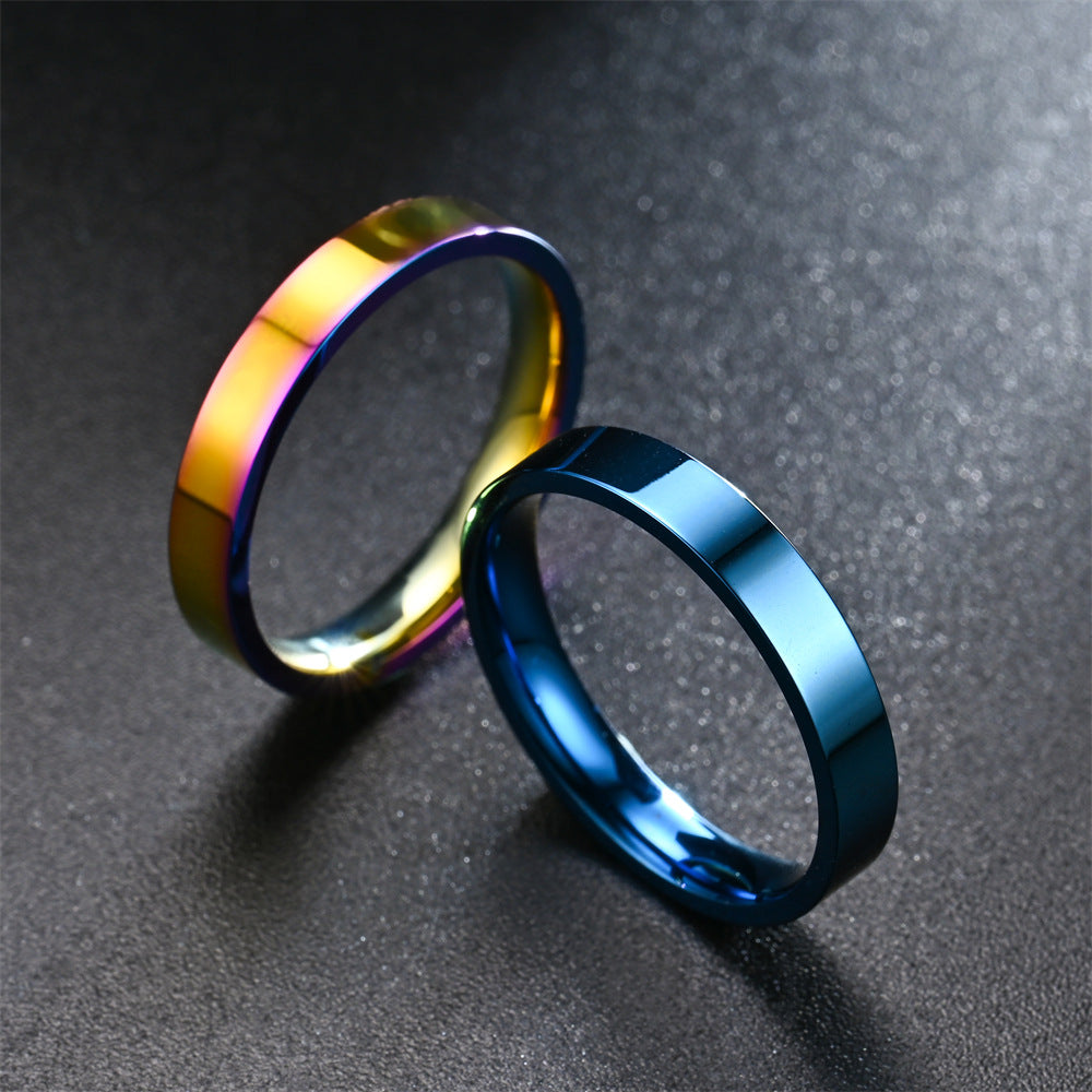 Ornament Simple Flat Stainless Steel Mirror Rings