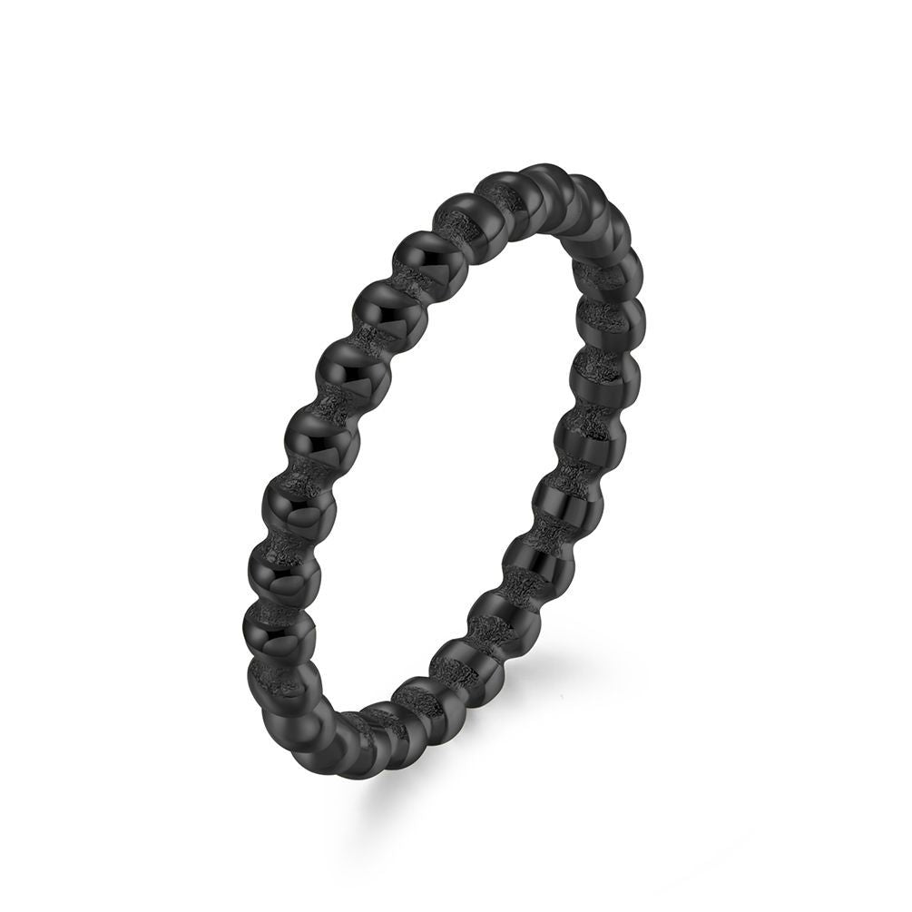 Women's Titanium Steel Small Beads Stackable Simple Wear Little Finger Rings