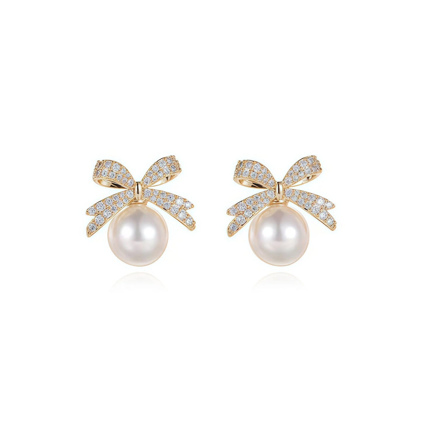 Women's Sterling Sier Needle Bowknot Pearl Light Earrings