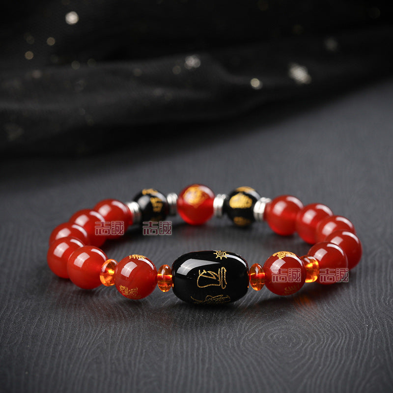 Women's & Men's Snake General Wu Sui Natural Obsidian Bracelets