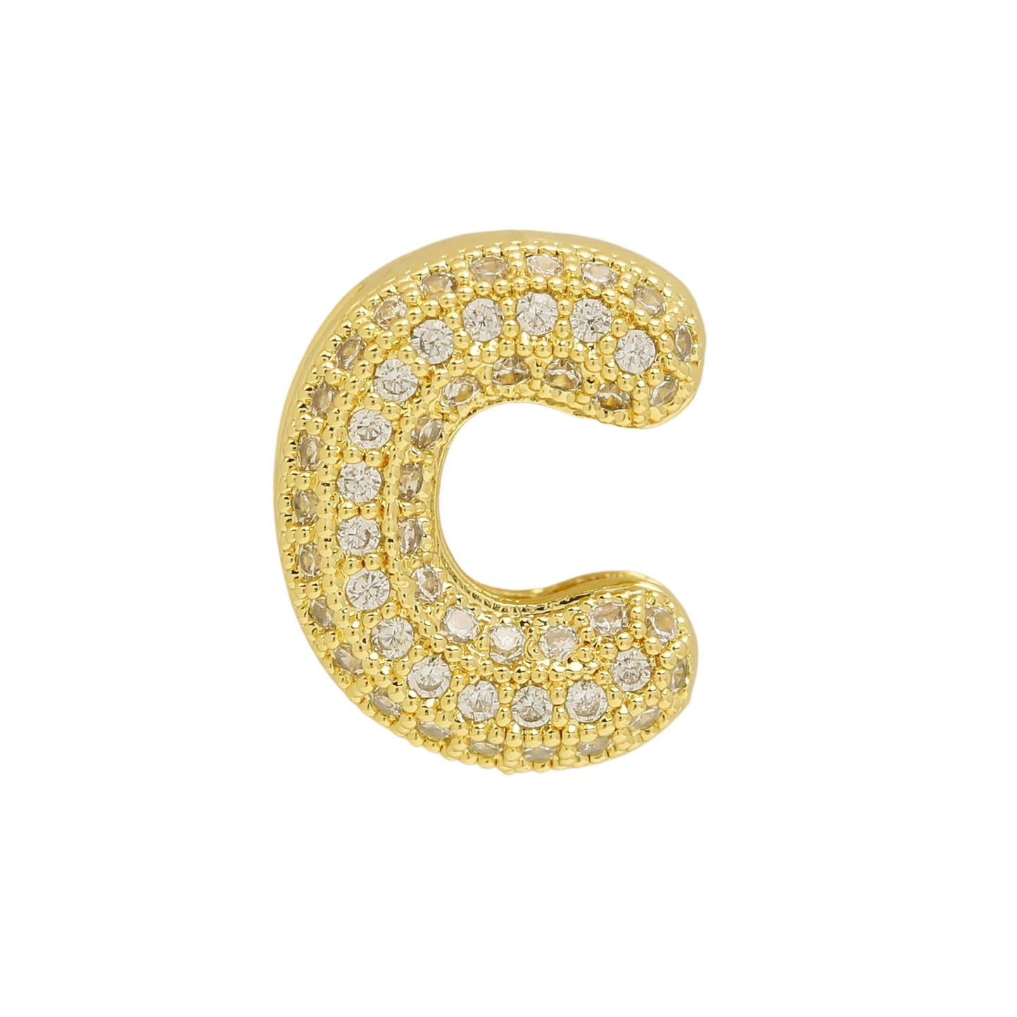 Golden Chubby Balloon Bubble Zircon Letter Bracelets