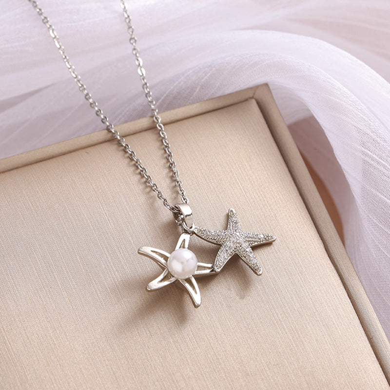 Titanium Steel Diamond Four-leaf Flower Female Necklaces