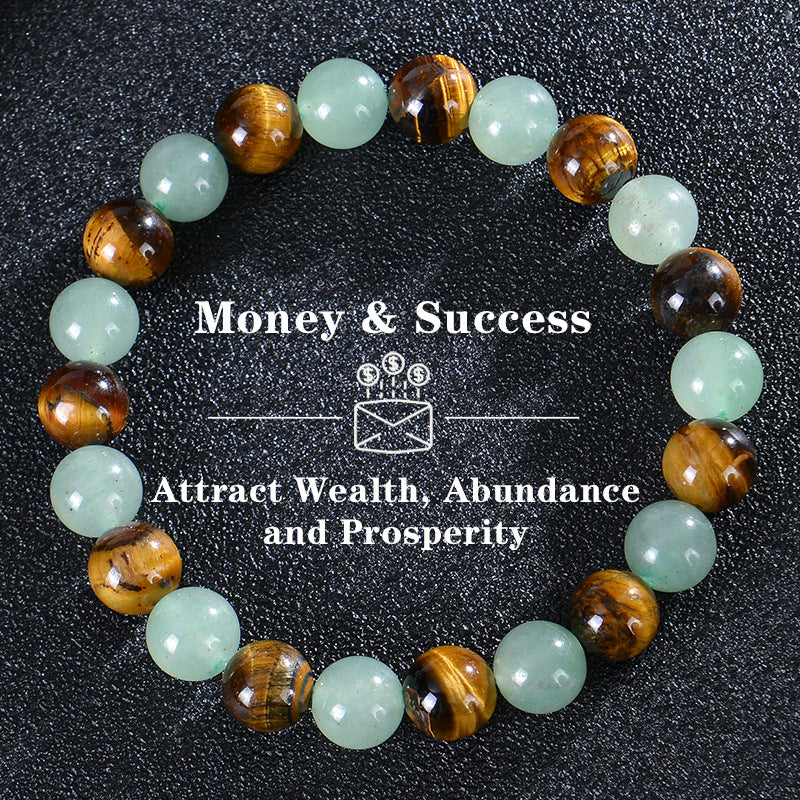Natural Tigereye Citrine Malachite Beaded Wealth Bracelets