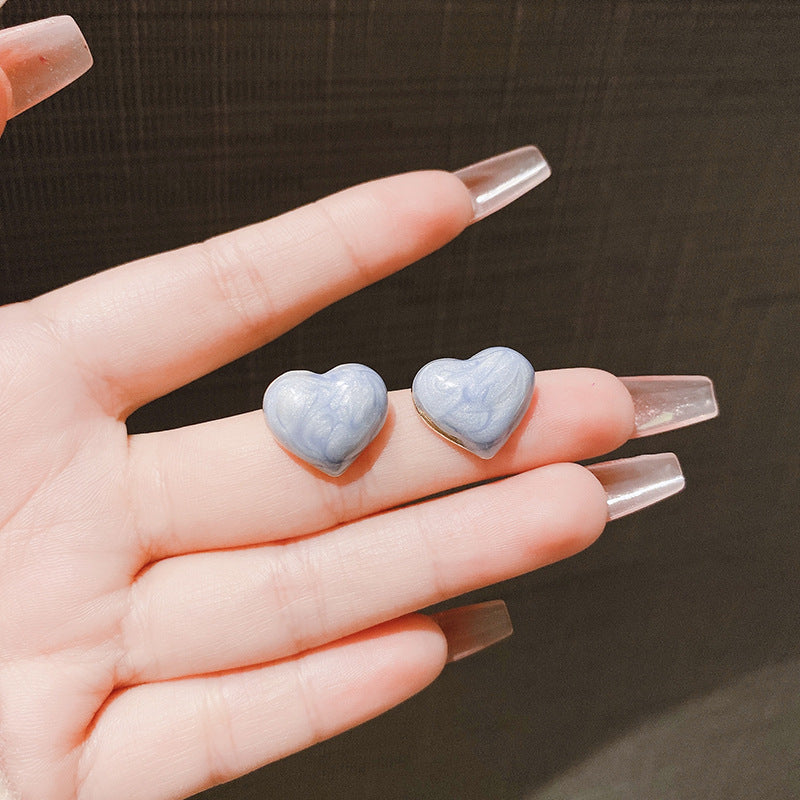 Simple Trendy Retro Love Heart Enamel Earrings
