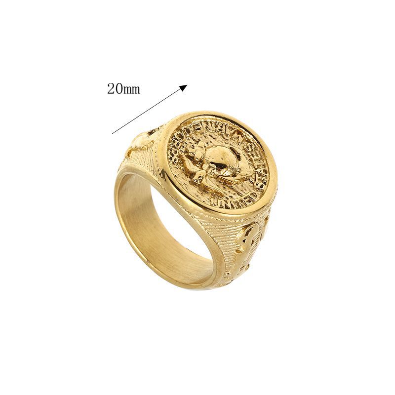 Men's Stainless Steel Polished Gold-plated Marine Eagle Rings