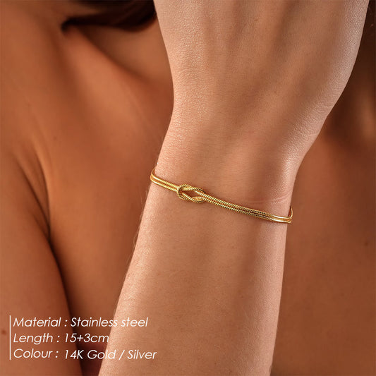 Knotted Snake Bone Stainless Steel Wrist Rings