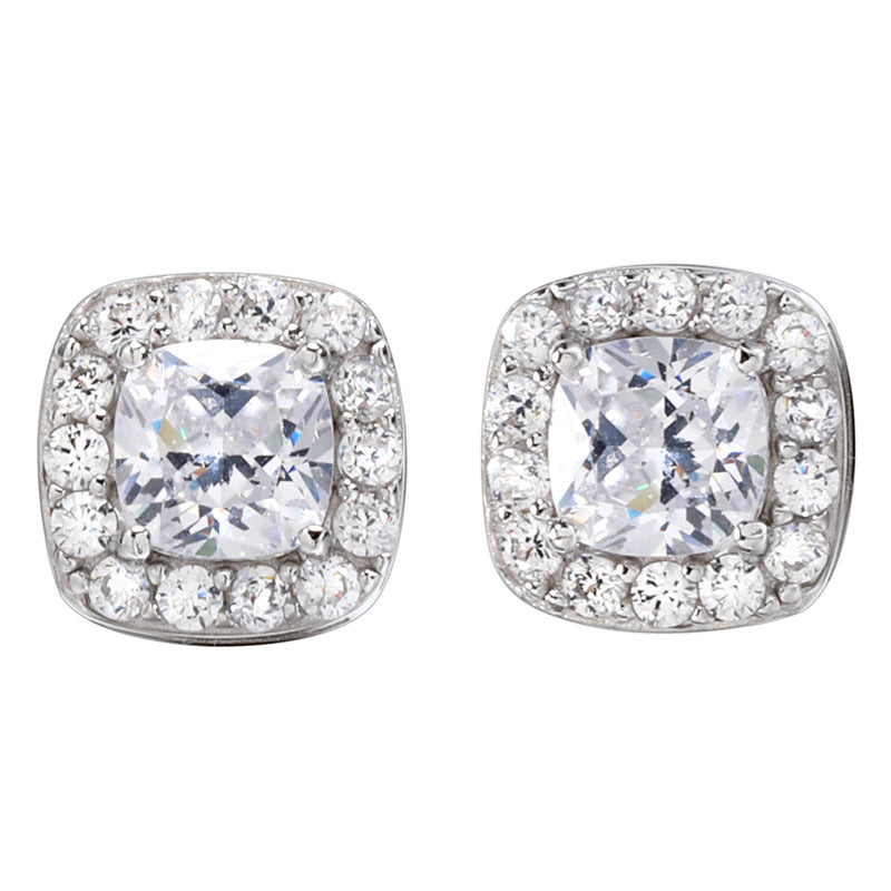 Women's & Men's Rock Candy Sier-plated Full Diamond Street American Earrings