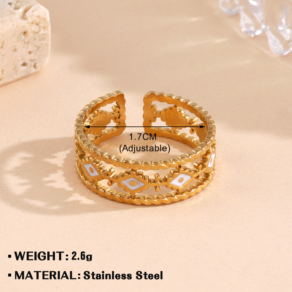Women's Stainless Steel Diamond Open Niche Design Rings