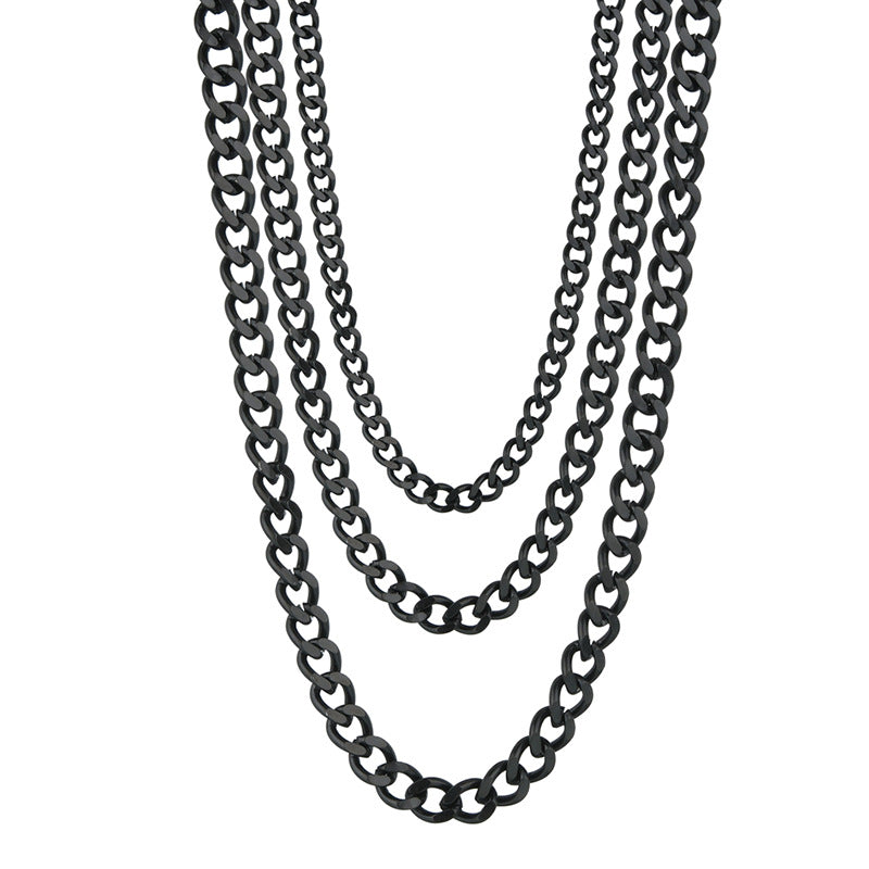 Women's & Men's Cuban Link Chain Titanium Steel Grinding Two Sides Hip Necklaces