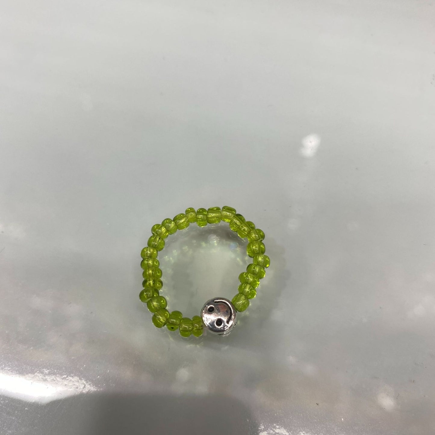Style Fresh Color Beaded Smiley Transparent Candy Rings