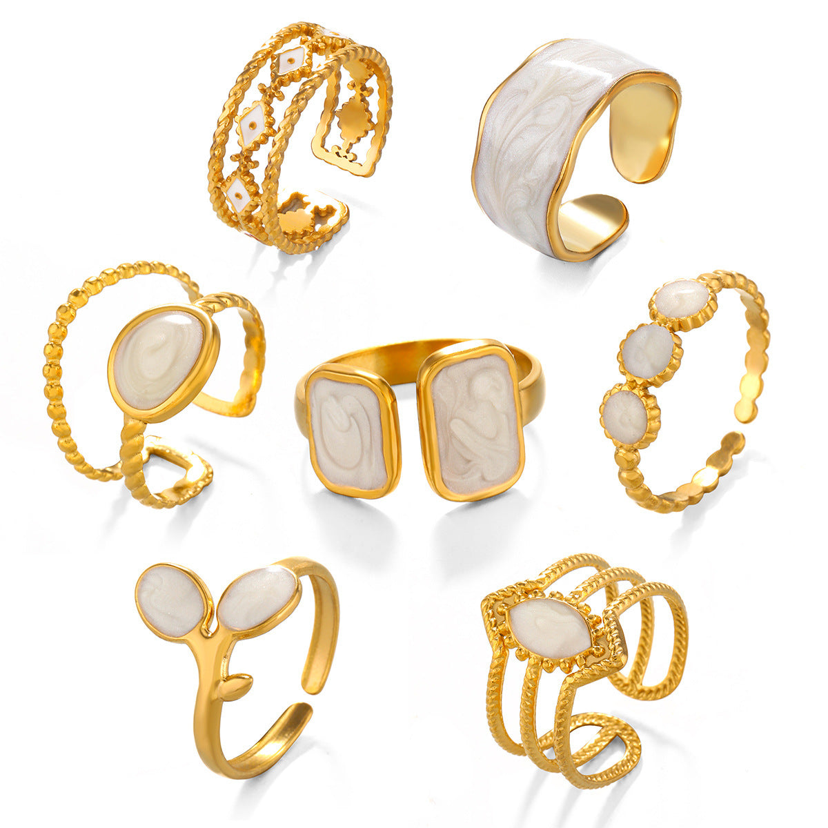 Women's Stainless Steel Diamond Open Niche Design Rings