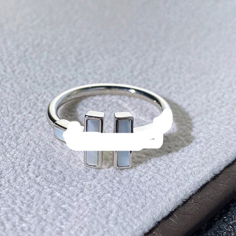 Natural White Shell Diamond Double Female Affordable Rings