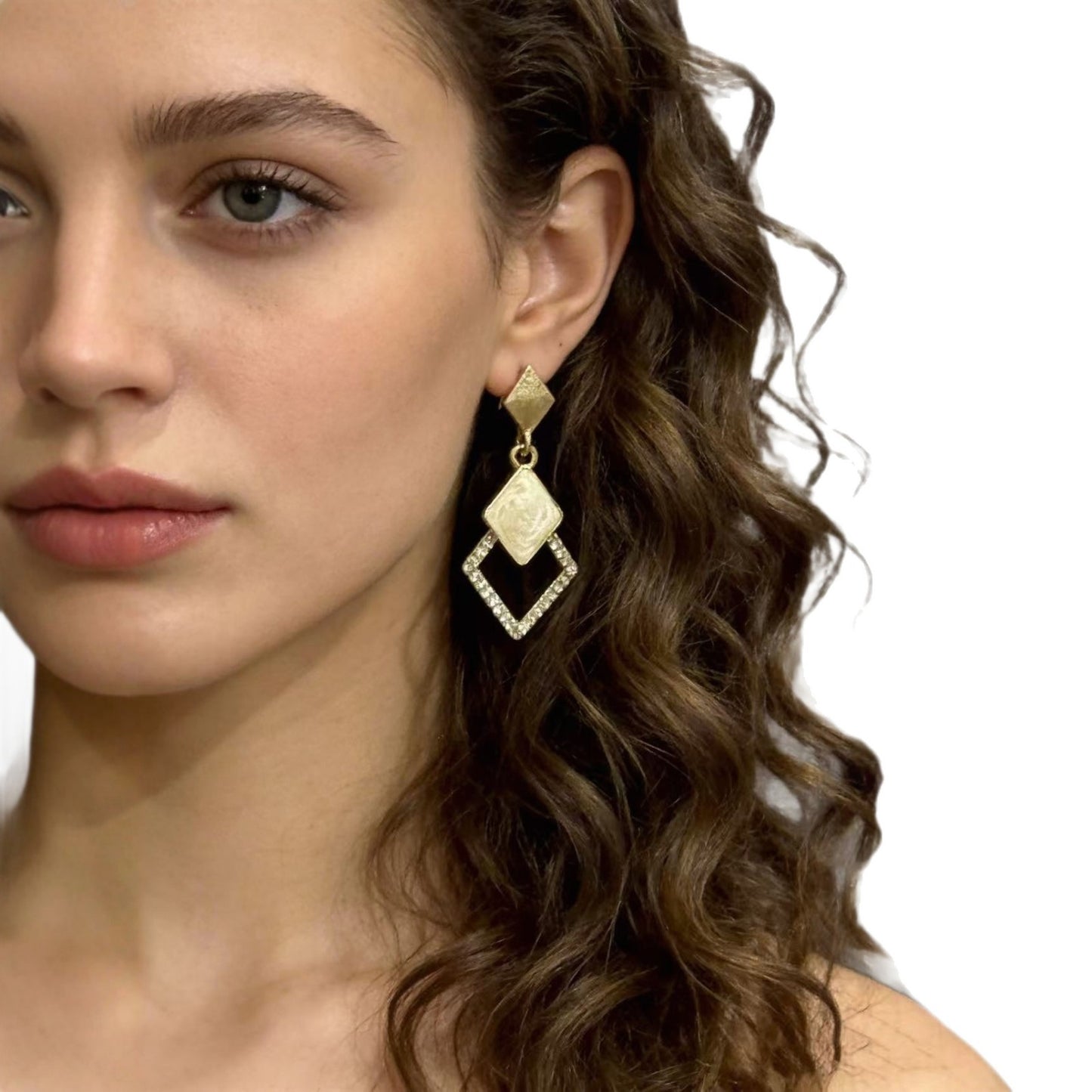 Women's Light Luxury Geometric Diamond High-grade Zircon Stud Earrings