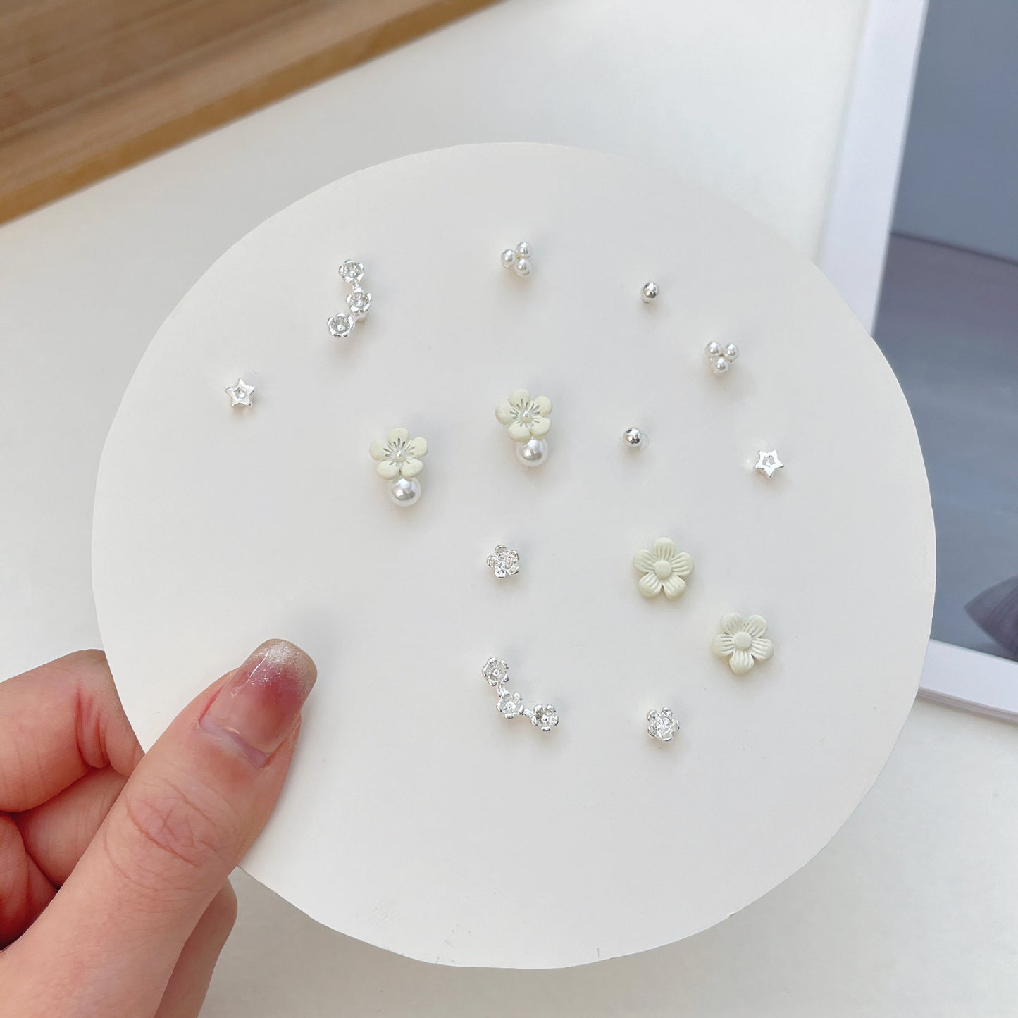 Pair Pack Sier Suit Cute Sweet Earrings
