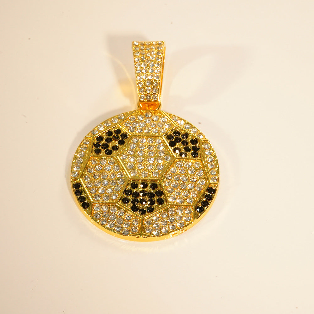 Men's World Cup Full Diamond Football Alloy Necklaces