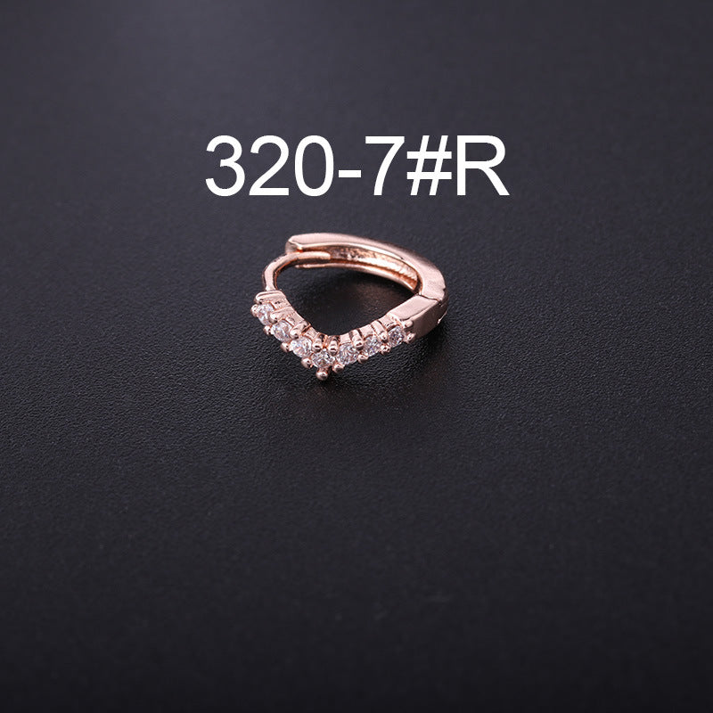 Korean Style Fashion Mini Zircon Small Piercing Star Moon Asymmetric Stud Earrings