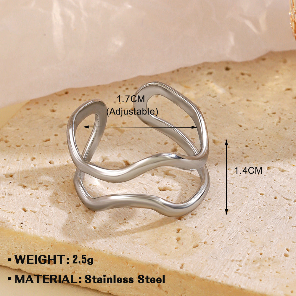 Open Personalized Hip Hop Gold Plated Irregular Rings