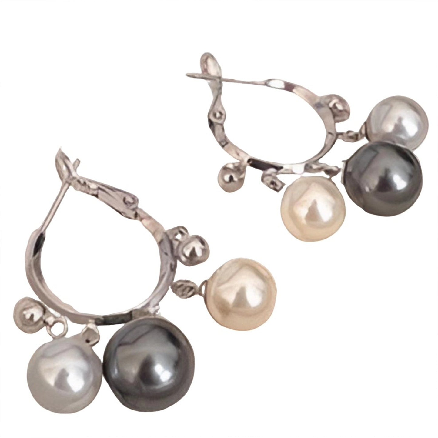 Women's Fashion Gradient Pearl Small Ear Eardrops Sier Stud Earrings