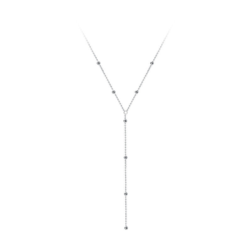 Korean Style Sweet Fresh Light Bead Y-shaped Tassel Necklaces