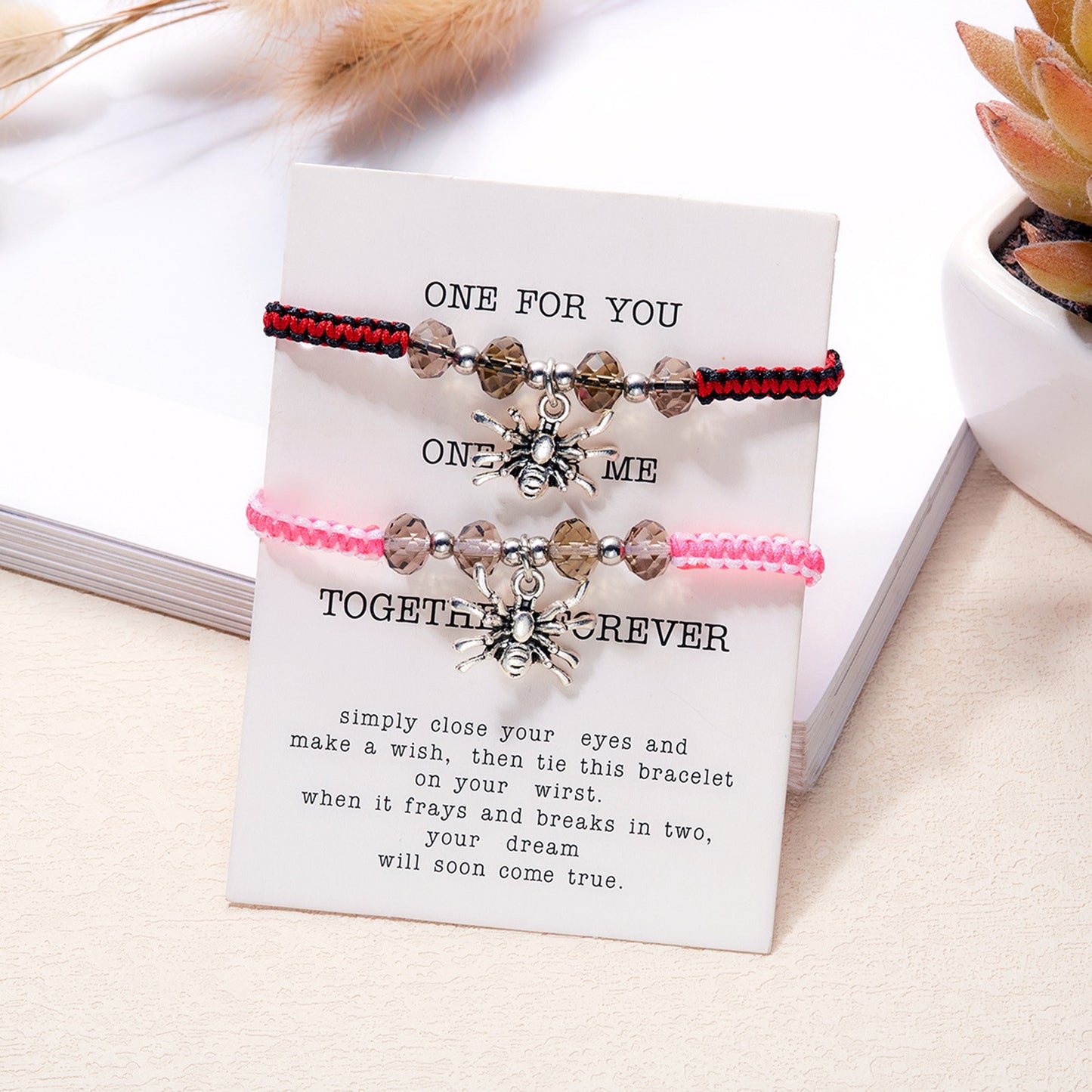 Women's Spider Love Magnetic Couple Elastic Beaded Bracelets
